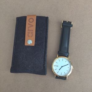 Arvo watch with white dial and dark brown strap